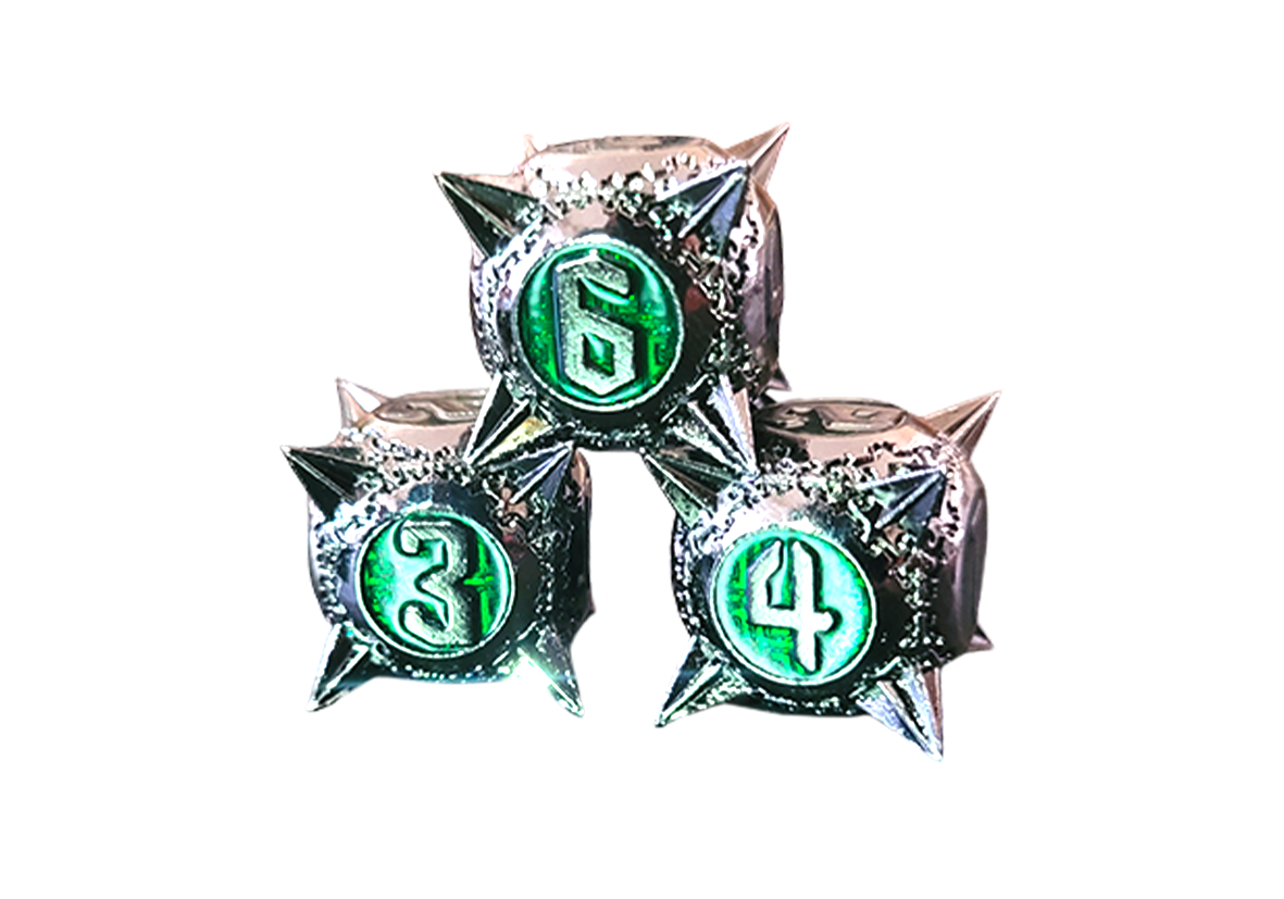 Spiky Dice | Green Metall